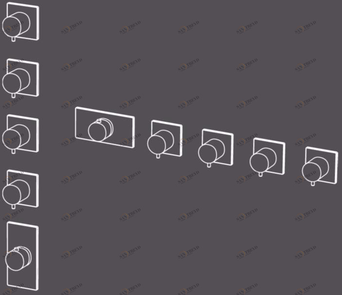 Radomonte Смеситель для душа из нержавеющей стали с 5 отверстиями и переключателем Okami Ter57-o