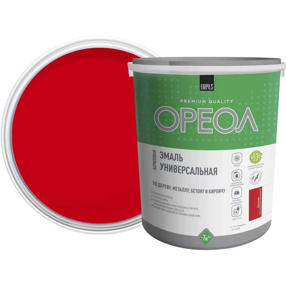 Эмаль универсальная Ореол глянцевая цвет красный 2.5 кг STLM-2124841