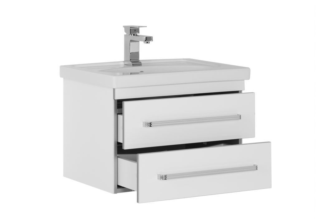 Тумба с раковиной Aquanet Сиена 60 белый (подвесной 2 ящика) 0018635900185476 - Вид №1