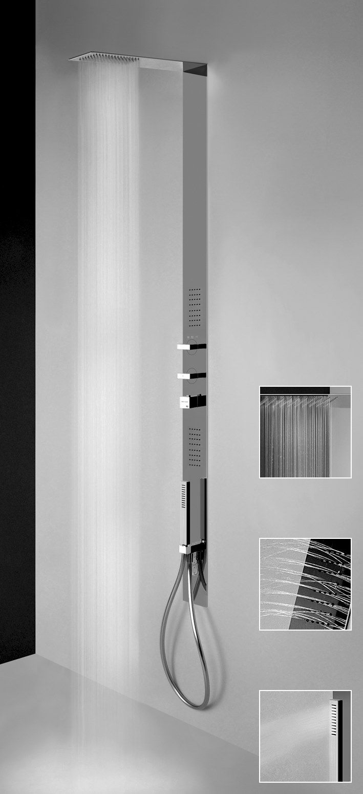 Стальная настенная душевая колонна с ручным душем Gessi трехмиллиметровые ARCH-00047639 - Вид №2