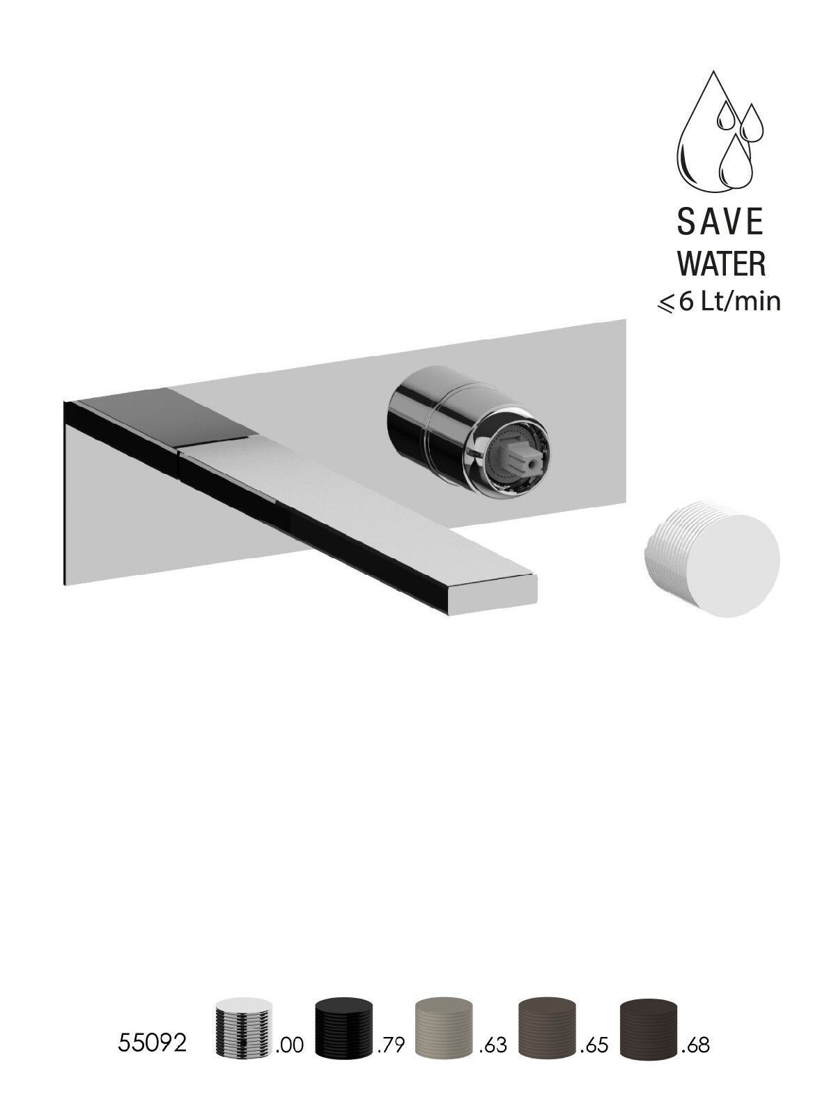 Однорычажный настенный смеситель для раковины с пластиной Rubinetterie Frattini Gaia S ARCH-00006370 - Вид №1