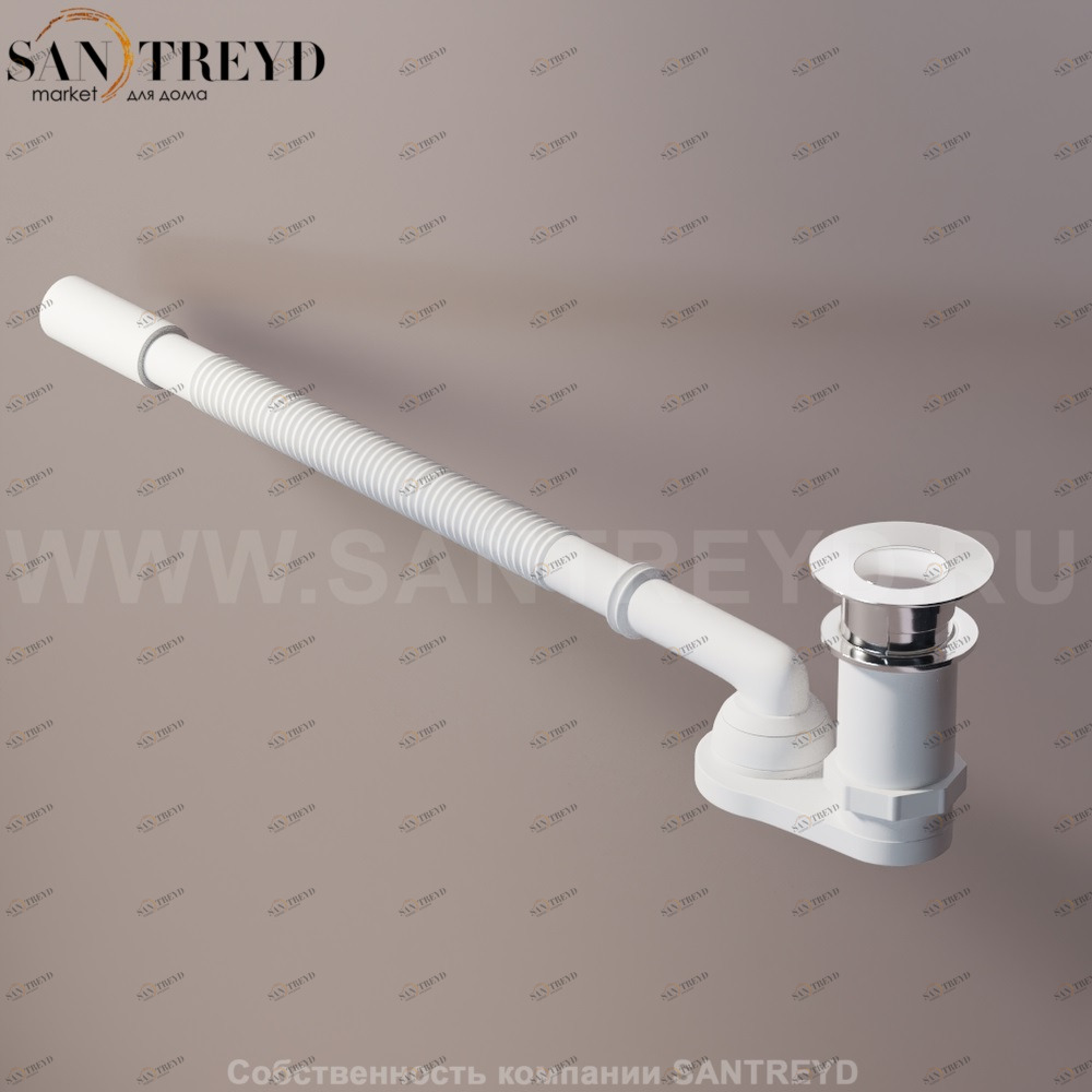 Agape  Сифон с нажимным донным клапаном хромированный для ванн с кольцом 70 мм MET0477S Ricambi