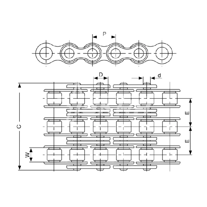 IS4434 Цепь приводная роликовая трехрядная 10B-3 ISKRA  - Вид №2