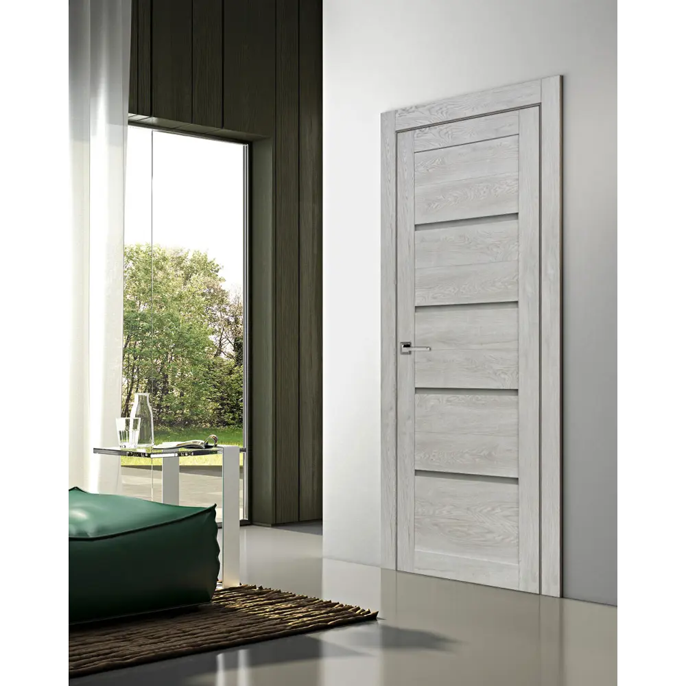 Комплект двери Тренд горизонтальный со стеклом 60x200 см Hardflex серый с добором 200 мм ПРИНЦИП STLM-2028509 - Вид №1