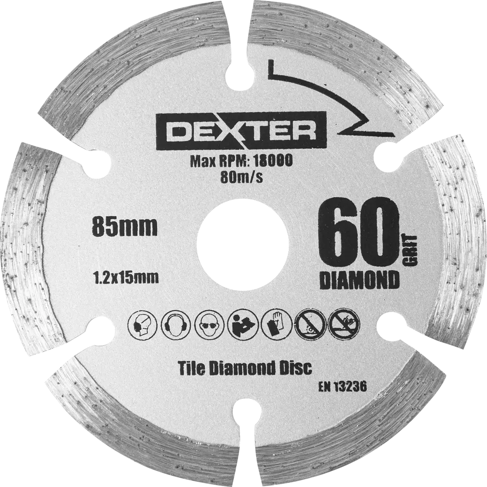 Диск алмазный по керамике Dexter сегментный 85х1.2 мм DEXTER POWER STLM-2157052