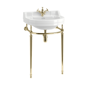 Burlington Edwardian Раковина круглой формы в эдвардианском стиле 560 мм с золотой умывальником с 3 отверстиями под смеситель B6 3TH-T24A GOLD