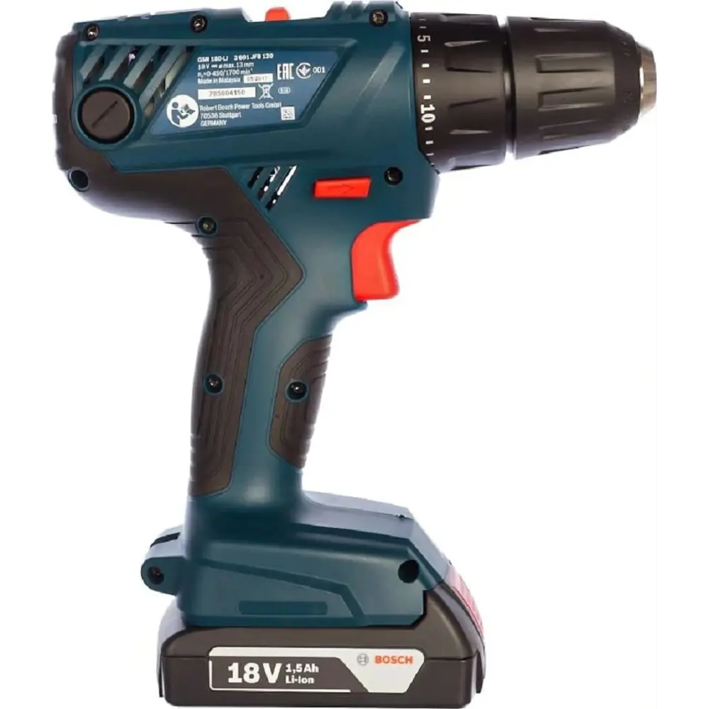 Дрель-шуруповерт аккумуляторная Bosch Professional GSR 180 LI 06019F8109, 18 В Li-Ion 2x1.5 Ач STLM-2126031 - Вид №4