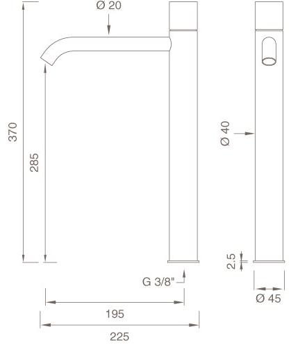Ceadesign Смеситель для раковины, однорычажный, настольный, из нержавеющей стали Giotto plus Gio 65 - Вид №1