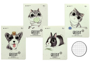 519895 Тетрадь "Greedy Pets" А5, 44 листа, в клетку, в ассортименте Languo