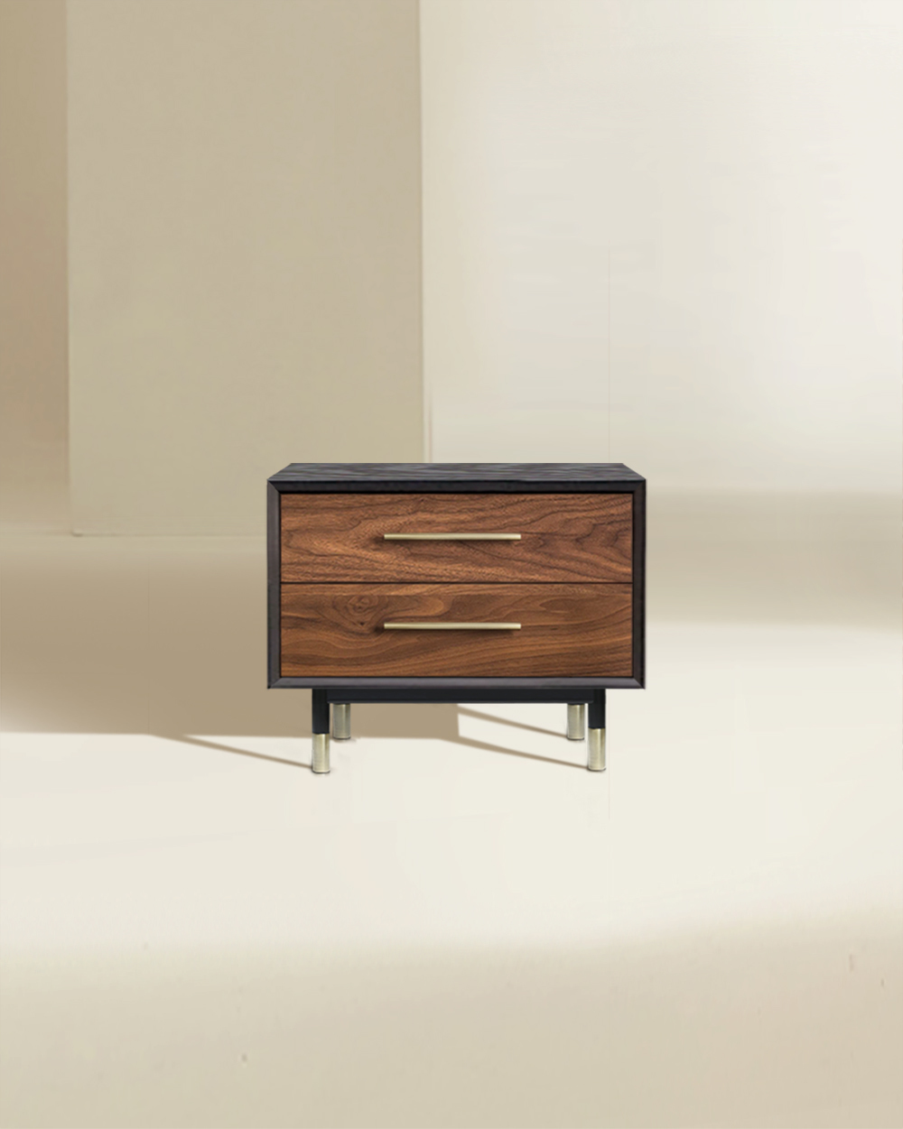 Тумбочка прикроватная с 2 ящиками американский орех Impala ACWD IMPALA 00-3981931 Коричневый;черный  - Вид №1