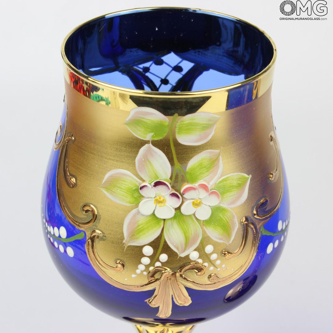 2132 ORIGINALMURANOGLASS Набор из 2 бокалов- я&ты- Trefuochi- голубые - муранское стекло 8 см  - Вид №1