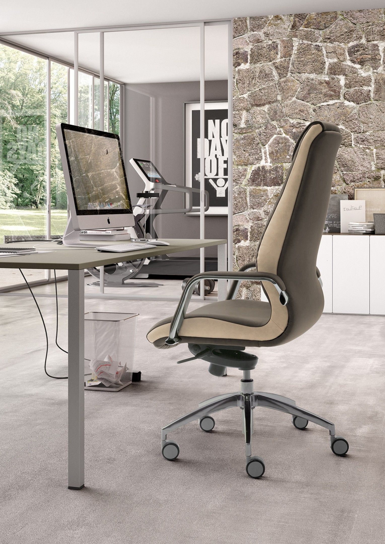 Кожаное вращающееся офисное кресло с подголовником Leyform Wave ARCH-00006785 - Вид №6