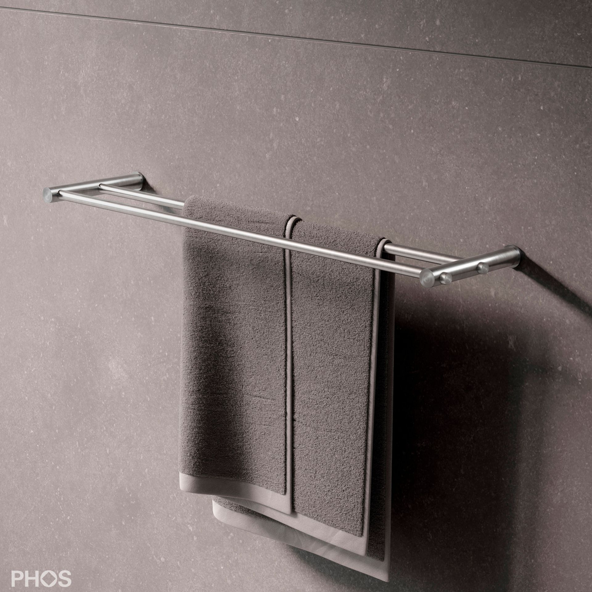 HS20-140D500 Двойной полотенцесушитель серии d, прикручиваемый к стене, ширина 50 см. PHOS 