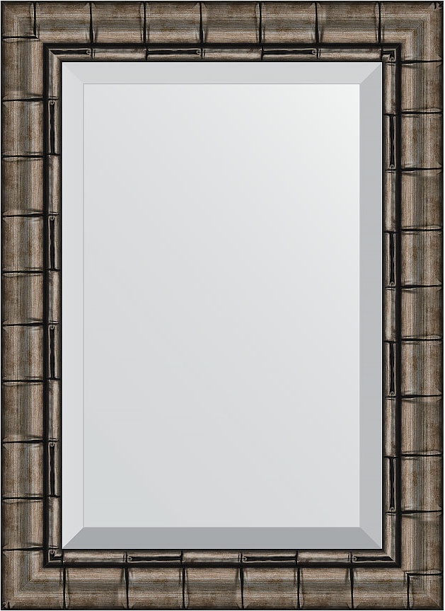 BY 1126 Зеркало с фацетом в багетной раме - серебряный бамбук 73 mm EVOFORM Exclusive