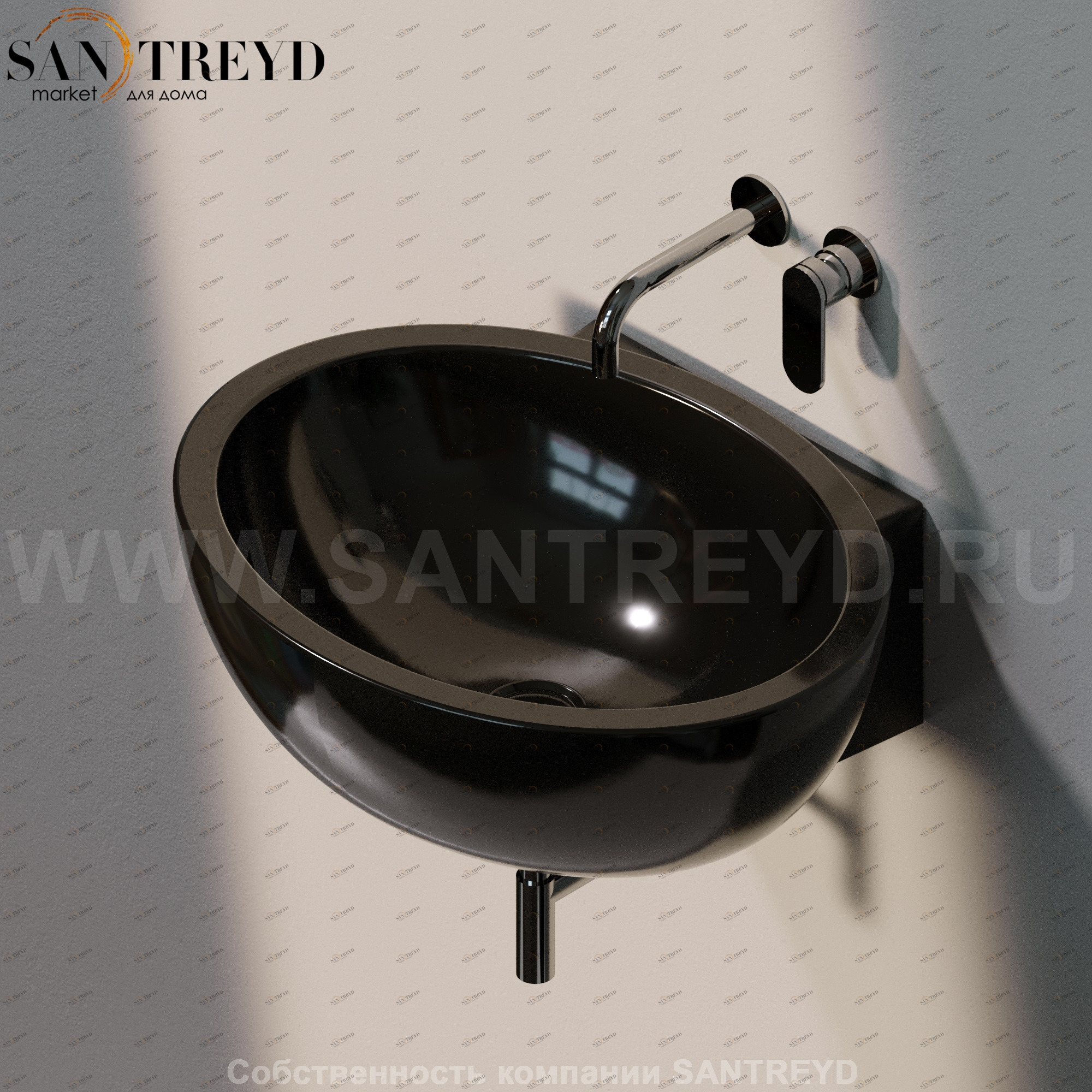 DP4829017 Подвесная раковина настенная овальная Ceramica Flaminia Dip черная