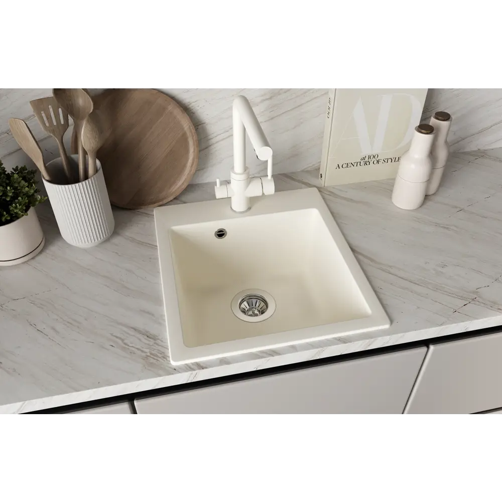 Кухонная мойка DELINIA кварцевая врезная 43×48 см цвет Жасмин 87795681 STLM-0075722 - Вид №6