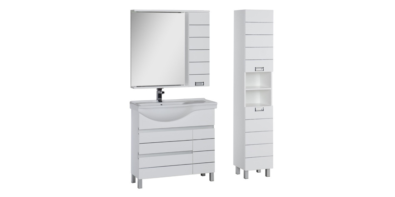 Комплект мебели Aquanet Доминика 90 L белый 00176648 - Вид №1