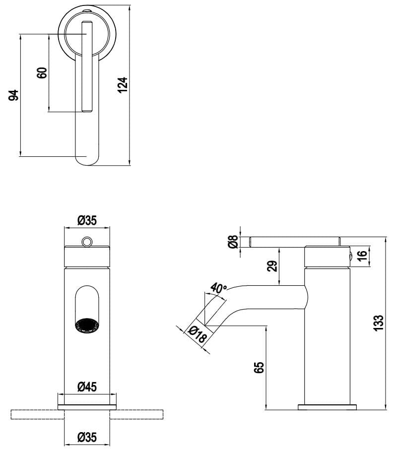 Смеситель для раковины с одним отверстием CROSSWATER 3ONE6 ARCH-00124983 - Вид №2