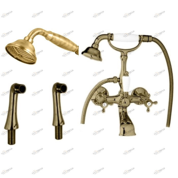 Смеситель на борт ванны с ручным душем шлангом 150см CEZARES GOLF-PBV-02-M