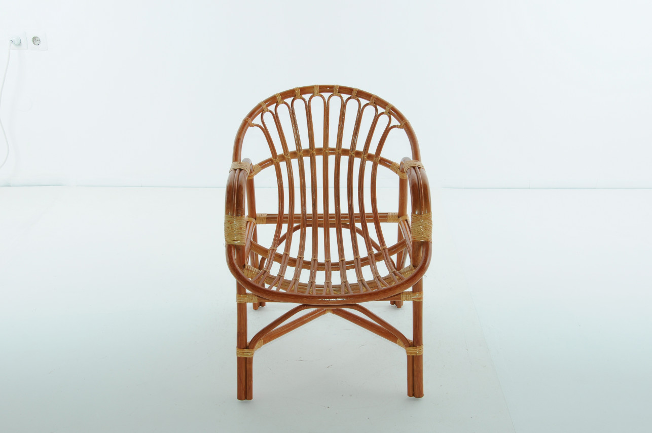 Кресло с подушкой коричневое из ротанга "Коньяк" 02/04В VINOTTI  00-3885196 Коричневый  - Вид №4