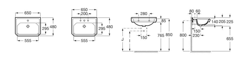 Прямоугольная одиночная раковина фарфора Roca Carmen ARCH-00104963 - Вид №4