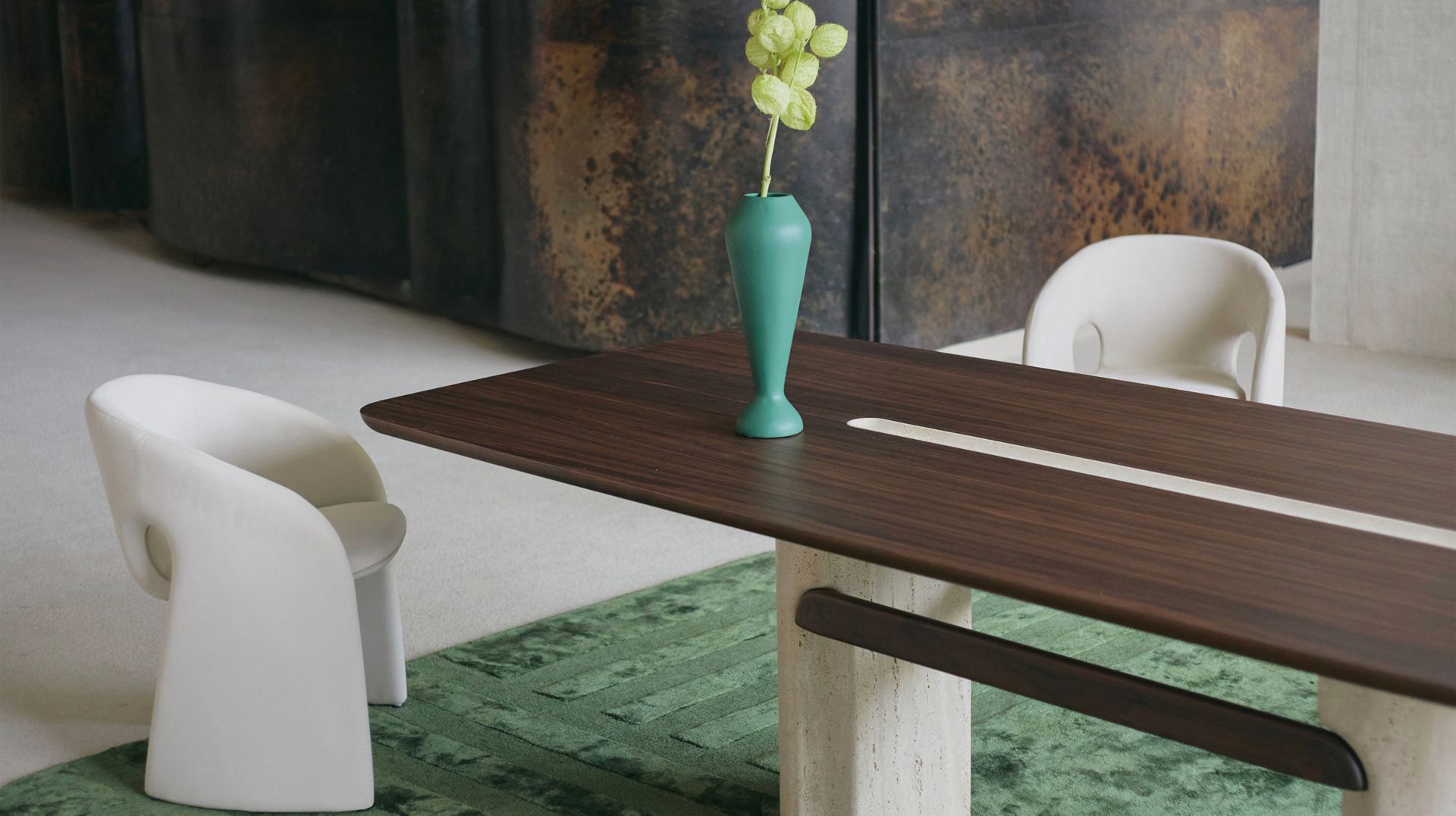 Прямоугольный стол из шпона и травертина ROCHE BOBOIS Палатин ARCH-00102746 - Вид №6