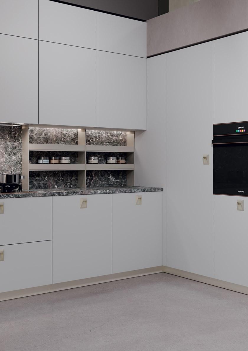 Febal Casa Линейная лакированная кухня с ручками sun-id-1516152 - Вид №3