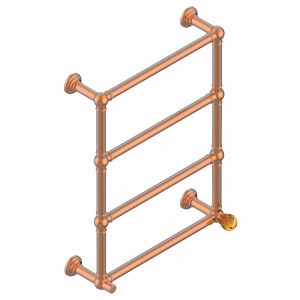 U5A-TWT4H1 Полотенцесушитель Традиционный, 4 перекладины, 625 мм x 825 мм, водяной, с 1 декоративной крестовой рукояткой Thg-paris Flore Matt blush PVD