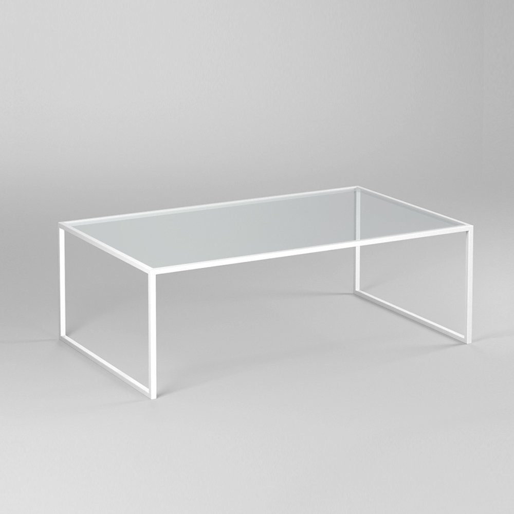 Журнальный столик стеклянный с белыми ножками 100 см London lite white INTELLIGENT DESIGN  260862 Белый;прозрачный  - Вид №1