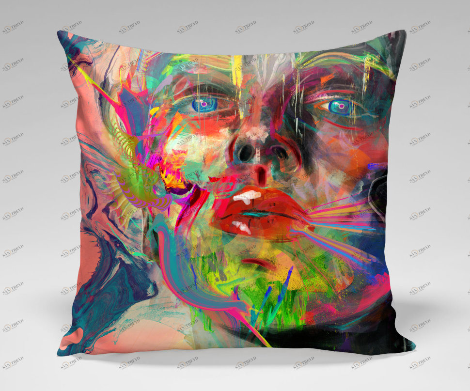Подушка Lyka by Archan Nair ICON DESIGNE РИСУНОК, ЛИЦА 119873 Мультиколор 