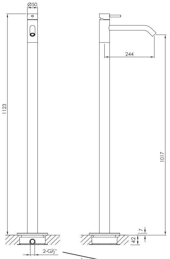 JEE-O Смеситель для умывальника из нержавеющей стали Slimline 800-1300/3/4 - Вид №3