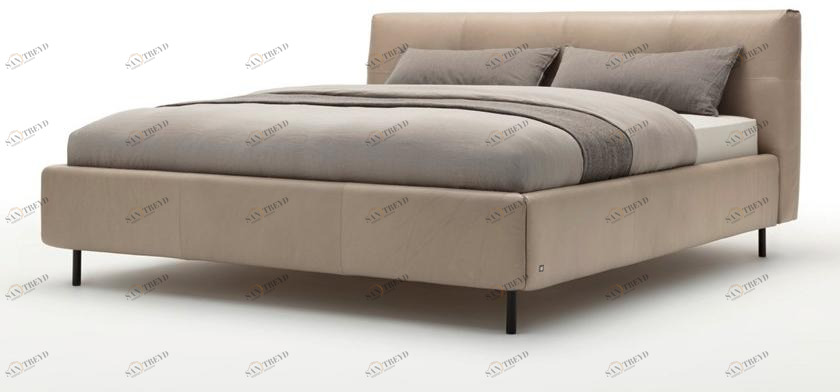 Rolf Benz Двуспальная кровать из кожи с обитым изголовьем sun-id-1423882