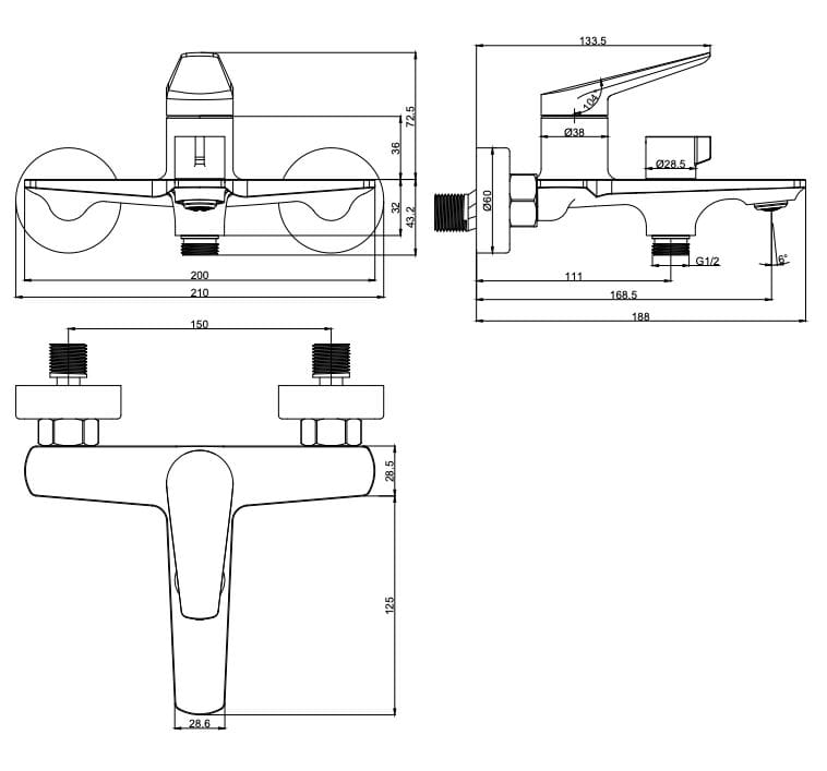 Настенный однорычажный смеситель для раковины Lablù больше ARCH-00100413 - Вид №2