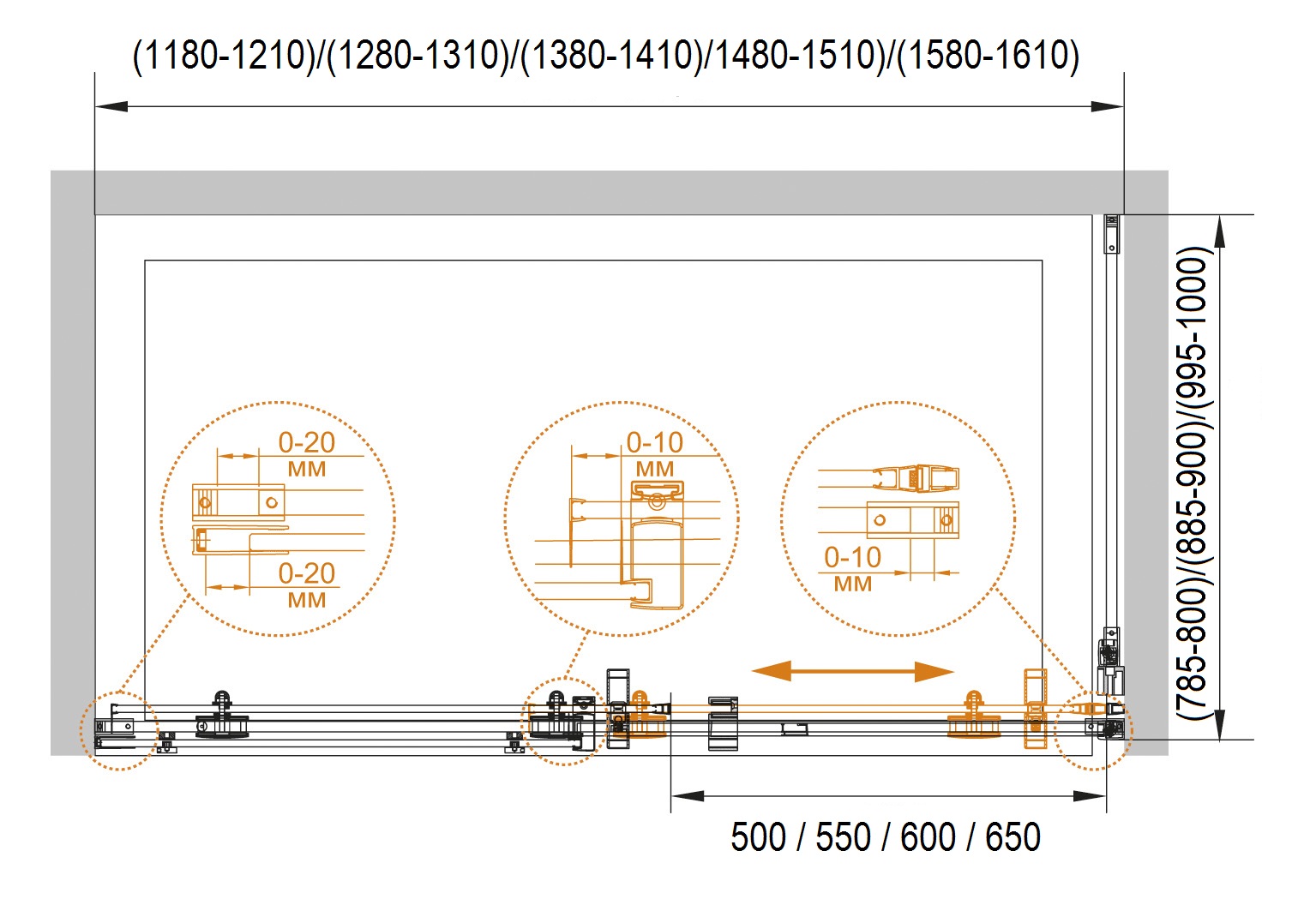Душевой уголок CEZARES STYLUS-O-M-AH-1-130/90-C-Cr - Вид №7