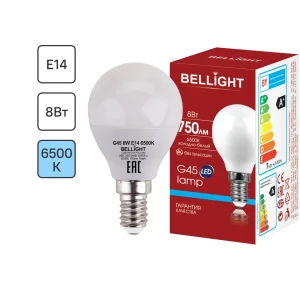 BELLIGHT LED лампа Е14 шар 8Вт холодный белый свет 85637140