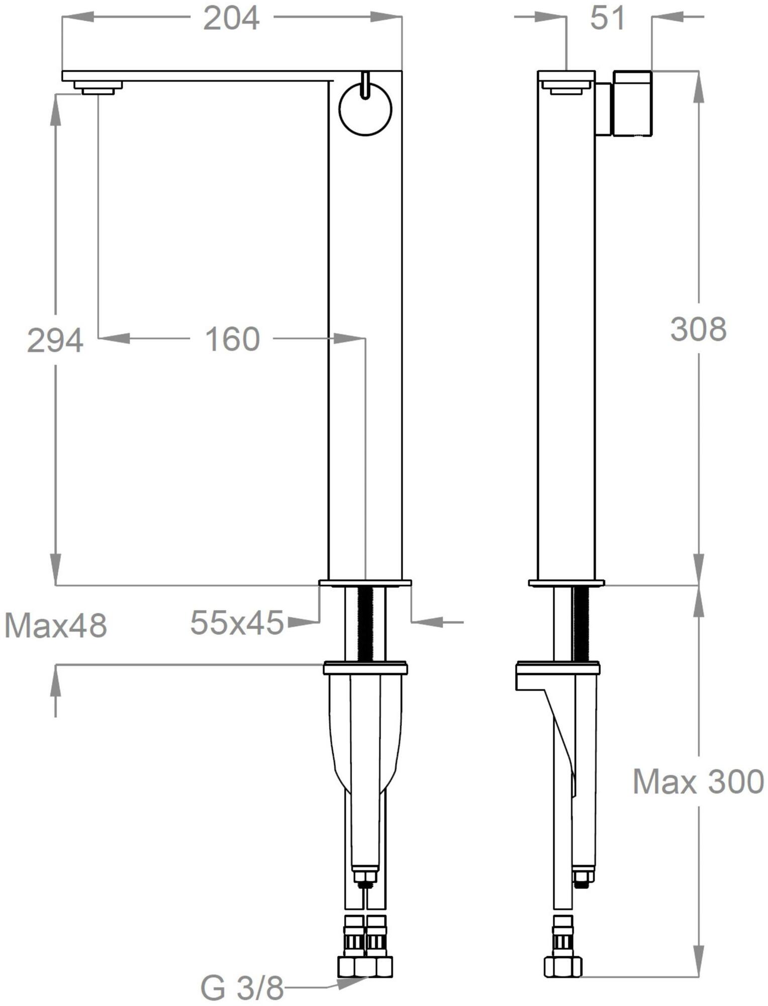Fir Italia Смеситель для раковины на столешнице из нержавеющей стали Lifesteel 59 5911500 - Вид №3