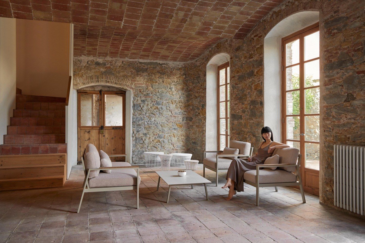 Из нержавеющей стали круглый низкий сад журнальный столик GANDIABLASCO Арам ARCH-00080197 - Вид №2