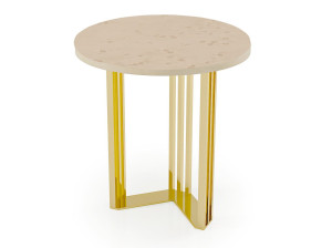 Высокий круглый мраморный журнальный столик