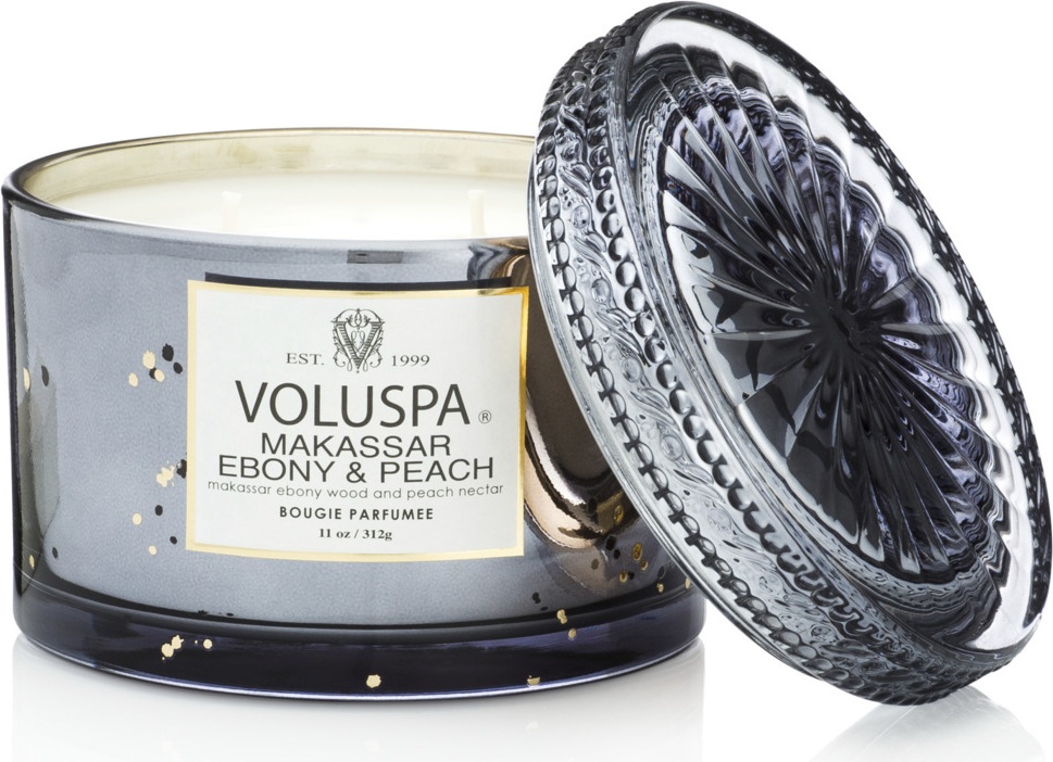 10673744 VOLUSPA Свеча ароматическая с крышкой VOLUSPA Черное дерево и персик 312г, воск Воск 