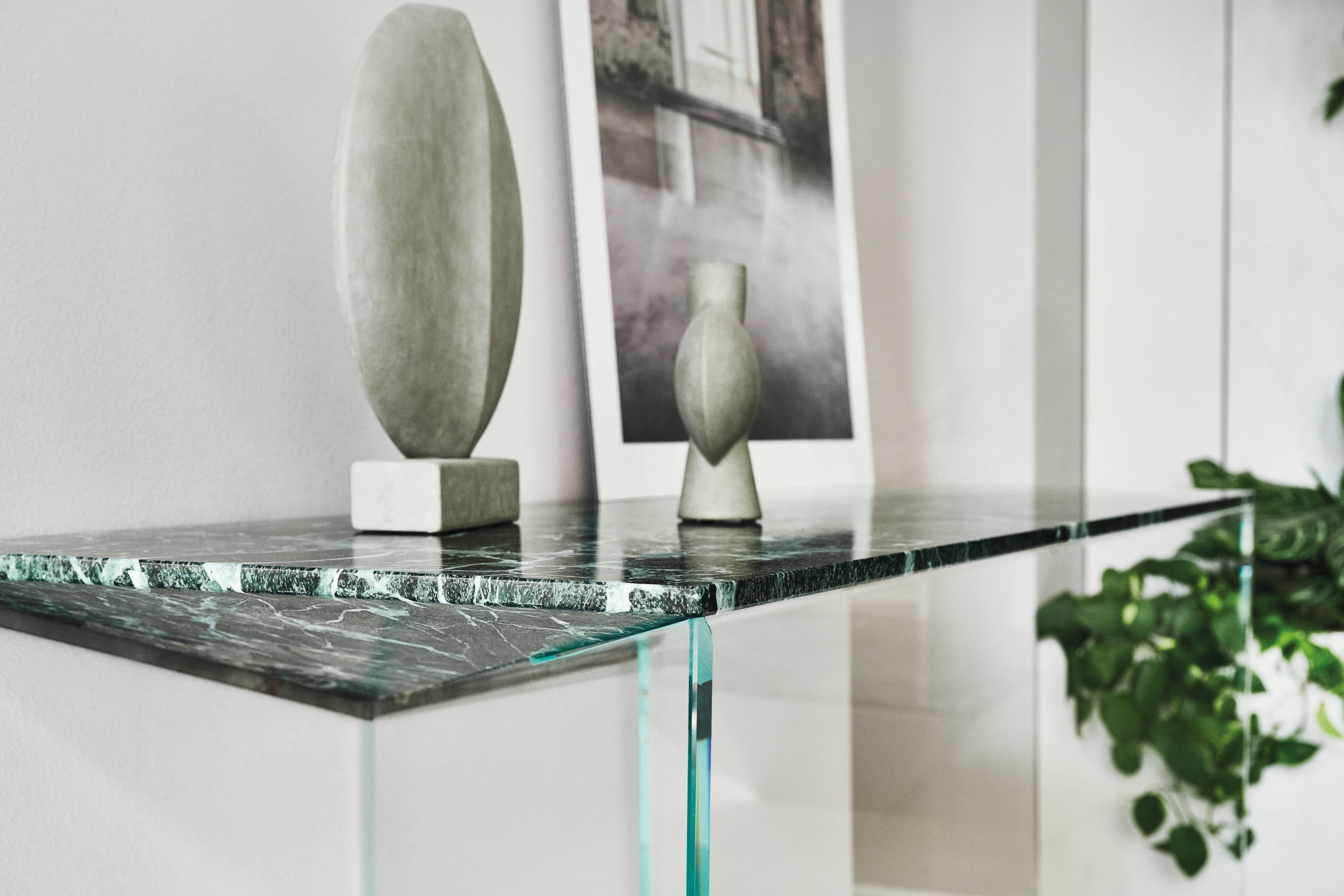 Прямоугольная консоль из мрамора и стекла Marmo Arredo Киль ARCH-00149113 - Вид №1