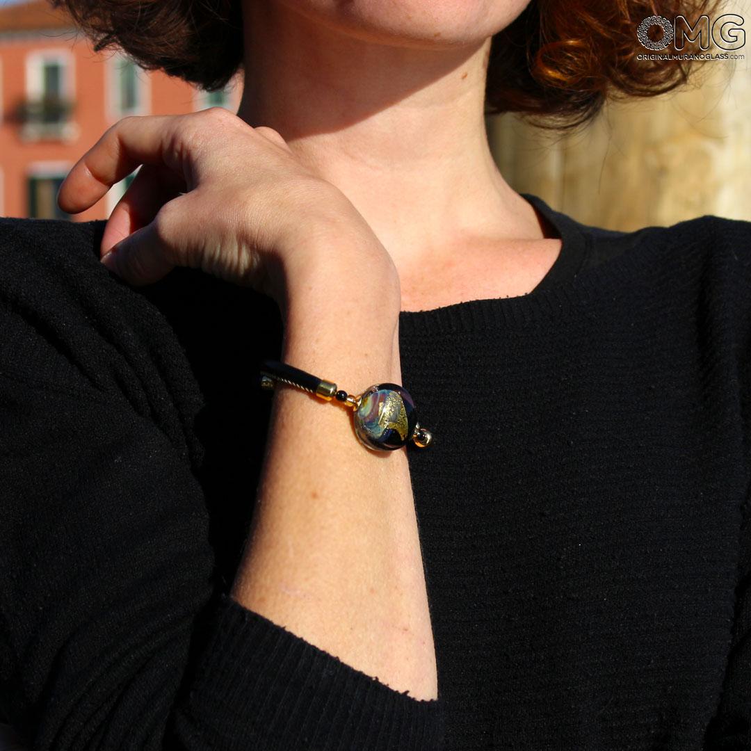 3758 ORIGINALMURANOGLASS Браслет Золотой Век - халцедоновое стекло - муранское стекло OMG 18 см  - Вид №1