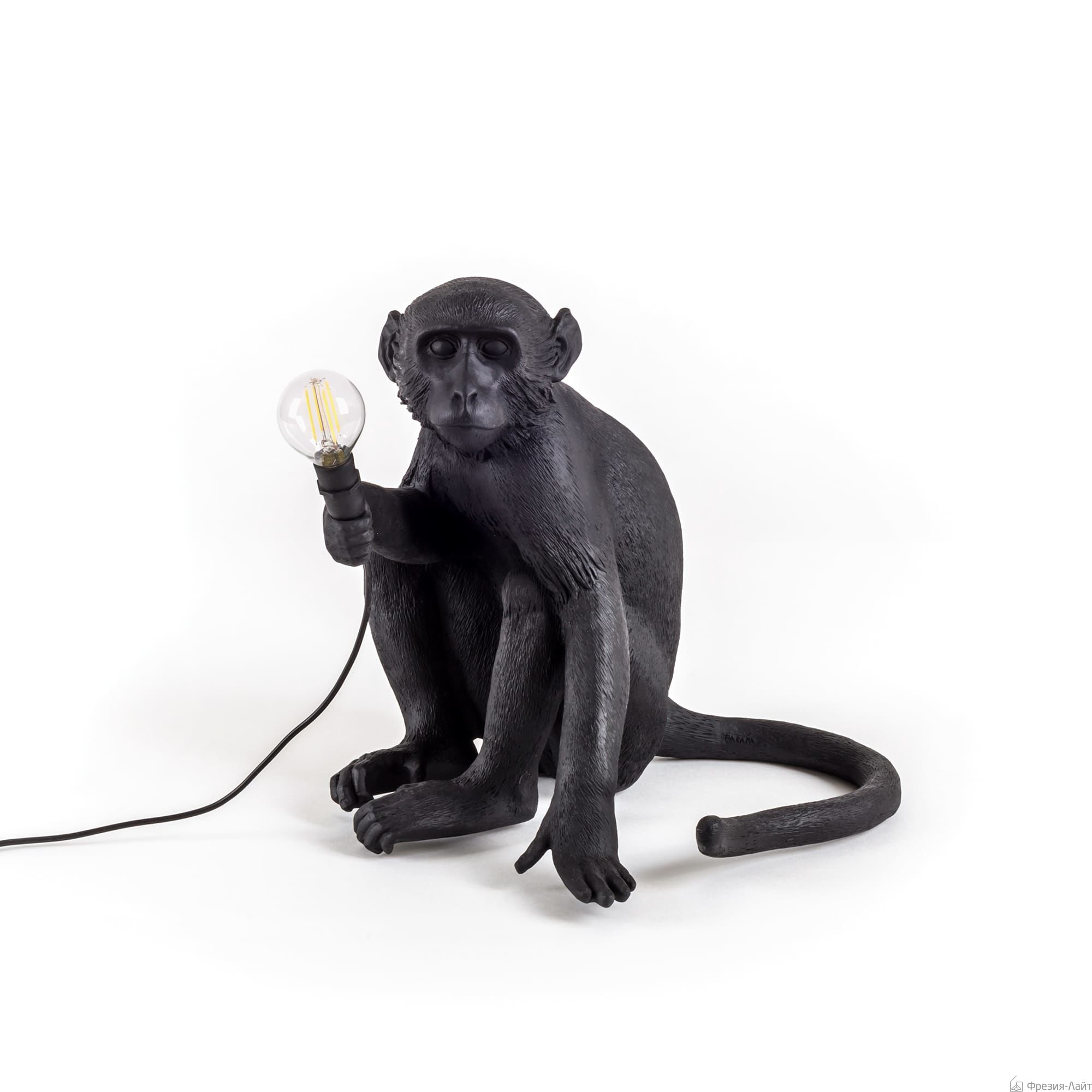 Seletti 14922 sitting MONKEY black лампа настольная обезьяна с лампочкой 114256