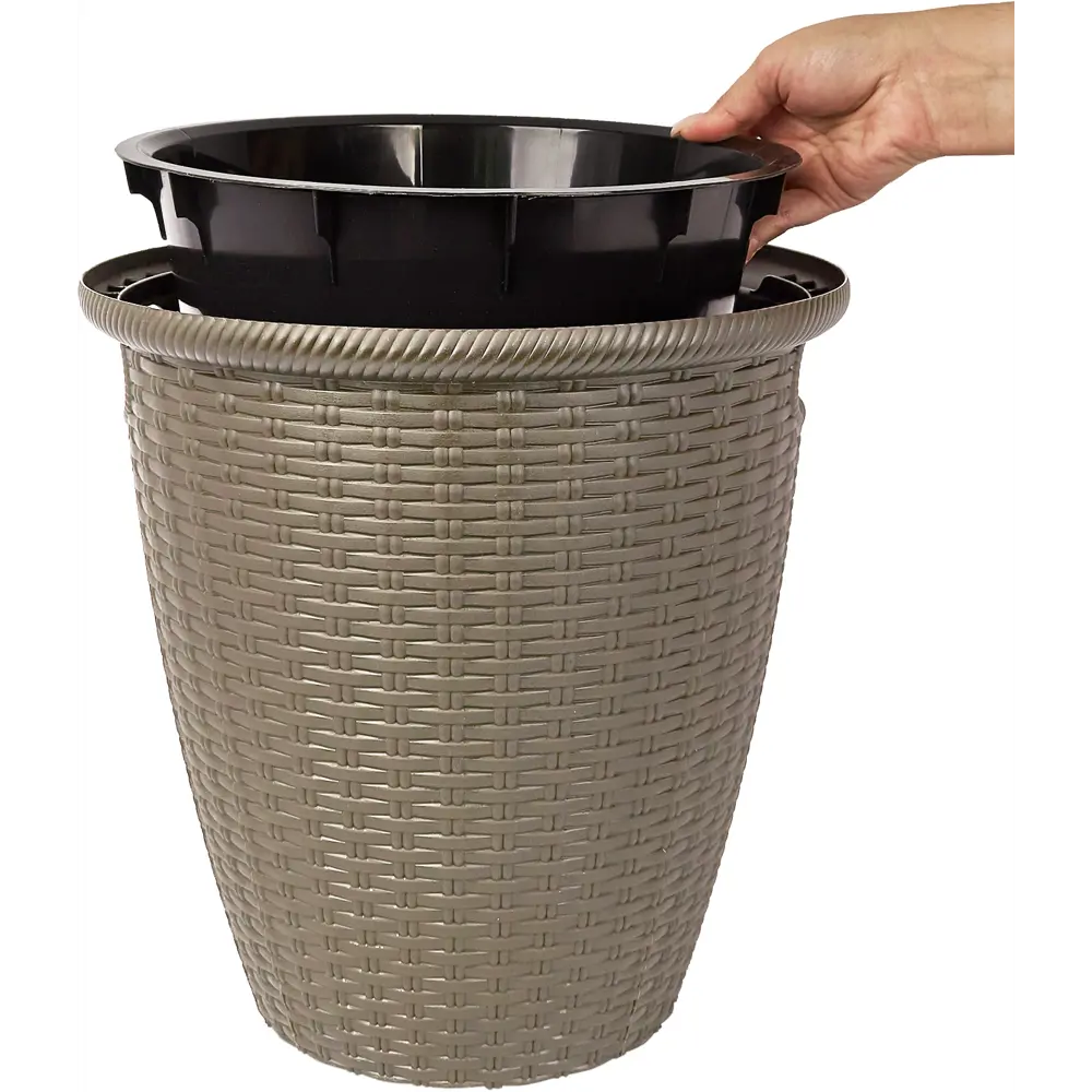 Кашпо для цветов Ingreen Rattan ø47 h47 см v50 л пластик французский платан 89359534 STLM-2082568 - Вид №2