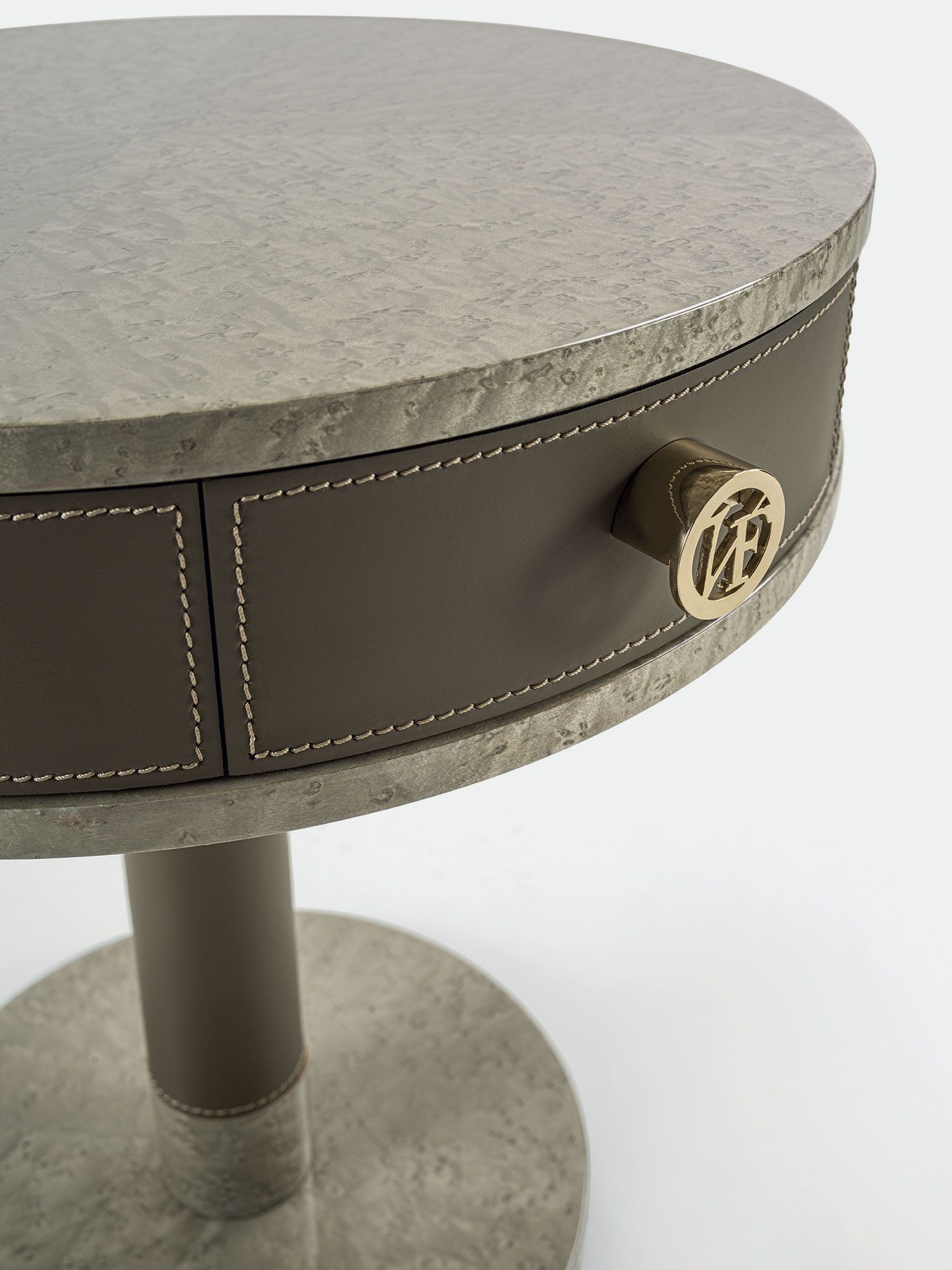 Круглый деревянный и кожаный журнальный столик Vittoria Frigerio Salis ARCH-00122238 - Вид №2