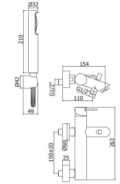 Смеситель для ванны / душа с 3 отверстиями RUBINETTERIA PAFFONI Joker ARCH-00081840 - Вид №2