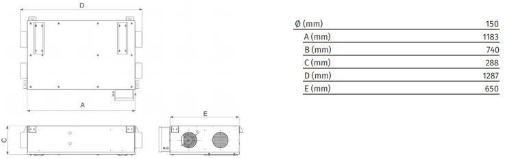 Vortice Блок рекуперации тепла для подвесных потолков Vort hri flat 11282 - Вид №1