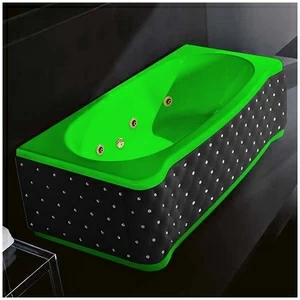 Ванна Gruppo treesse New Classic Young STD-V6747-DX-KCS-ZEZ зелёная с золотой фурнитурой и гидромассажем прямоугольная правая чёрная кожа кристаллы сваровски