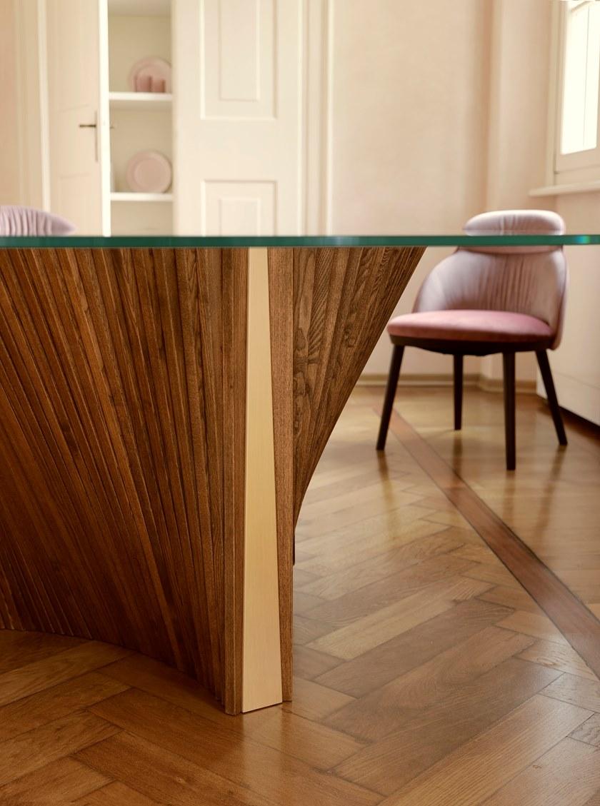 Natisa Круглый стеклянный стол и основание из ясеня Wave sun-id-1516241 - Вид №3