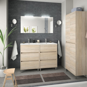 85149 SALGAR Комплект мебели для ванной ARENYS 1200 OAK CALEDONIA + Раковина + Зеркало + Свет Дуб Каледония