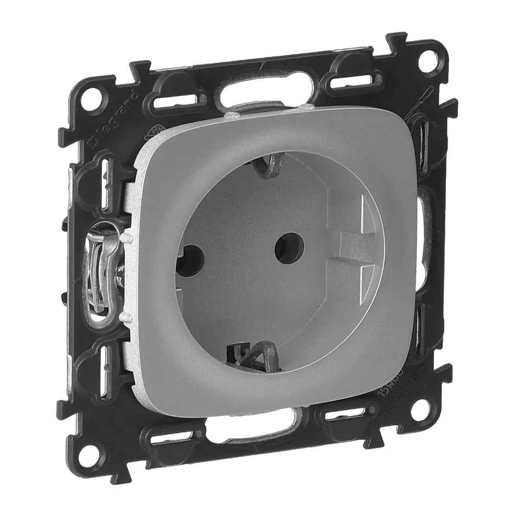 Розетка Legrand VLN-A 2 контакта с заземлением цвет алюминий 82169364 STLM-2055824 Valena Allure - Вид №1